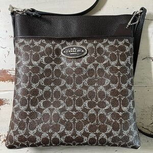 Coach Signature Brown Coated Canvas Swingpack Crossbody Bag
